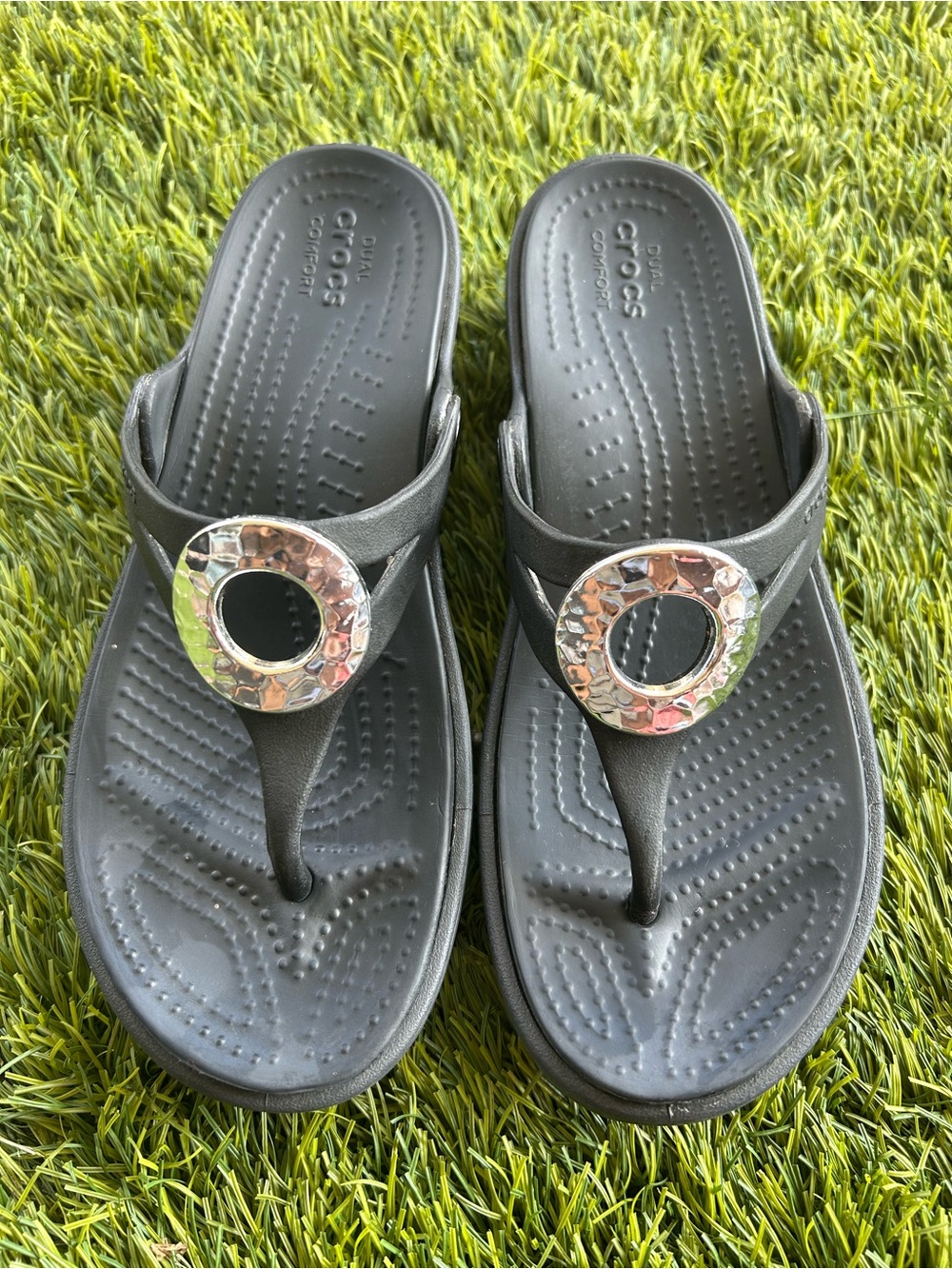 CROCS Women’s Black Jeweled Thong Sandals